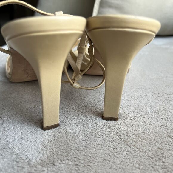 Di Sandro Bologna Neutral Tan Heeled Sandal EU 37.5 US 7-7.5 Italian Double Ring - Picture 11 of 16